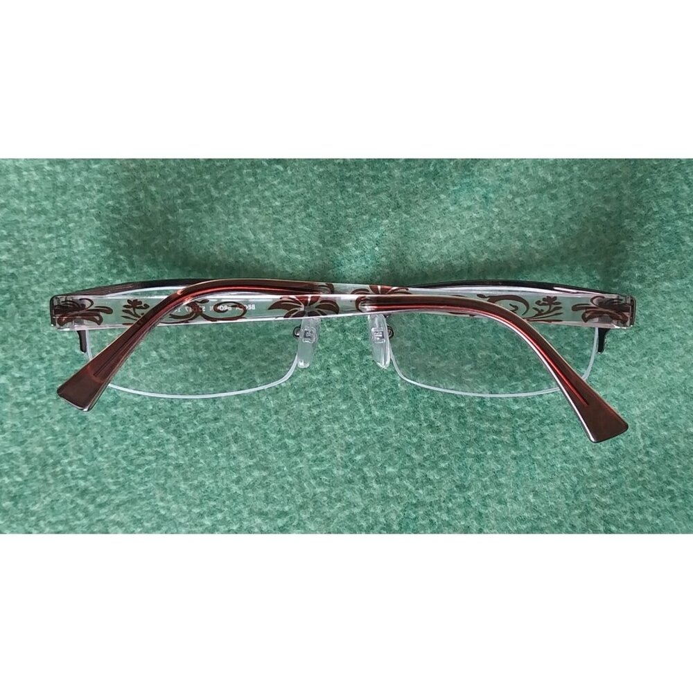 Serafina Becca Brown Eyeglass Frames Half Rimless 53-17-140 - Picture 2 of 8